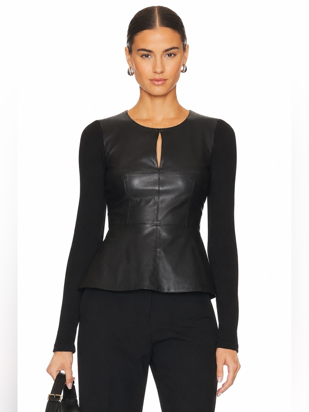 BAILEY/44 Faux Leather Top Black Small Made in USA